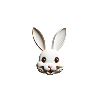 Ícone de cabeça de coelho de chocolate branco alegre. Rosto de coelhinho da páscoa branco.
