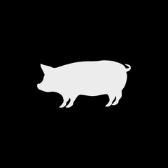 Pig icon flat illustration for graphic and web design isolated on black background from farm collection.
