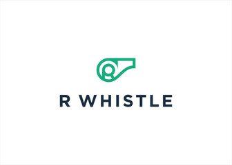 Initial Letter R With Whistle logo design vector illustration