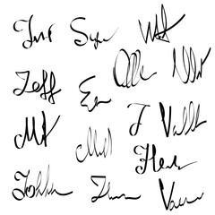 editable set of fake handwritten signatures for signed papers and documents