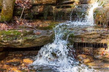 Beautiful waterfall after winter rains at Magazine Mountain, Arkansas.