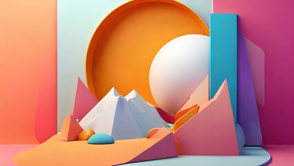 abstract geometric shape with 3D and texture paper