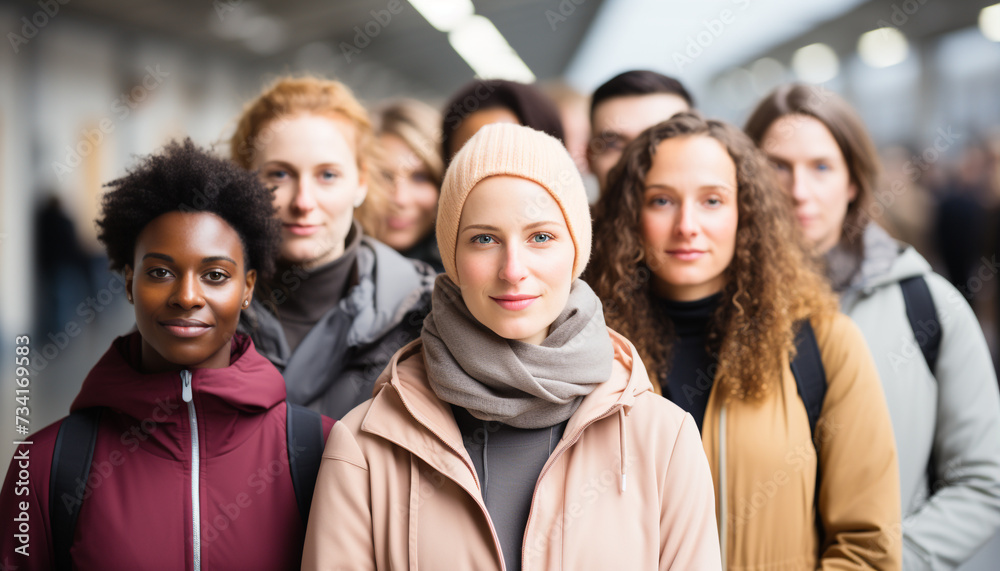 Canvas Prints a cheerful group of young adults smiling, looking at camera generated by ai