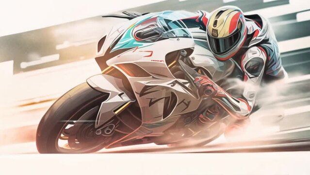 Epic move animation of a superbike, cornering
