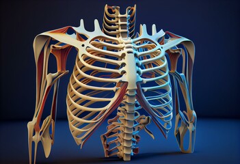 Second bone of Rib cage Anatomy for medical concept 3D. Generative AI - obrazy, fototapety, plakaty