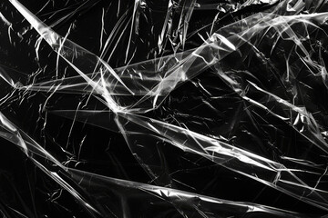 Clear cellophane on a black background