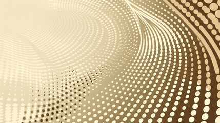 Tan color background made of halftone dots and curved lines 