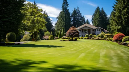 Foto auf Alu-Dibond  Beautiful and large manicured lawn surrounded © Julie