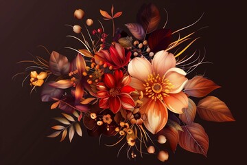 Luxurios autumn vector design banner bouquet