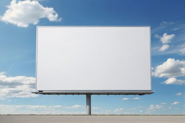 Empty blank white billboard against blue sky