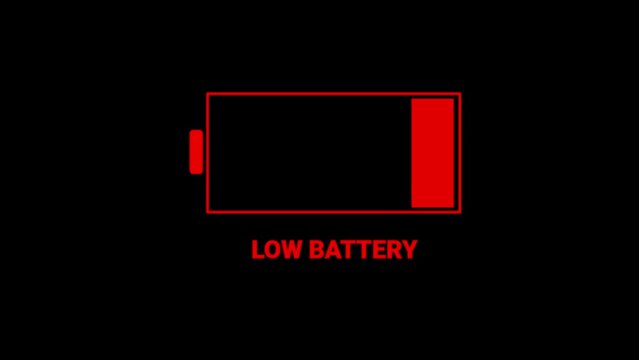 Combining a simple animated low battery indicator with a dark background, this flat design features a moving low battery image.