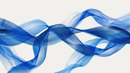blue ribbons against a pristine white background, rendered with precision, exuding simplicity and sophistication.