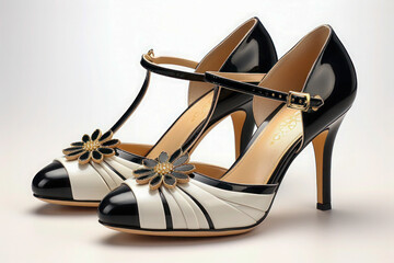 Monochrome Elegance: Black and White Patterned Stiletto Heels