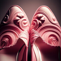 Ornate Pink High Heel Shoes with Sculptural Design