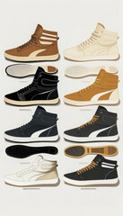 Sleek High-Top Sneaker Collection in Monochrome Shades