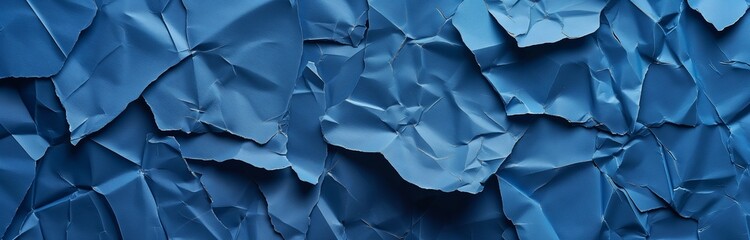 creased empty blue paper