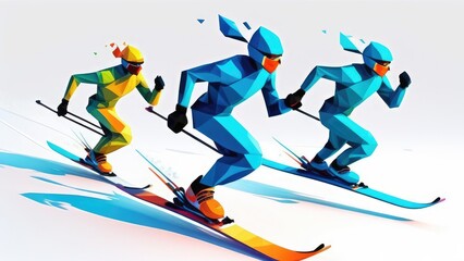 Obraz premium Giant Slalom Ski Racer silhouette. Color illustration
