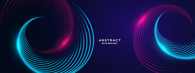 Blue abstract background with spiral shapes. Technology futuristic template. Vector illustration.

