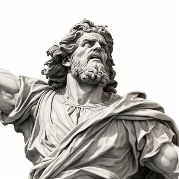 Monochrome Sculpture of Zeus, Ancient Greek God of the Sky

