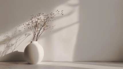 a white vase with some flowers