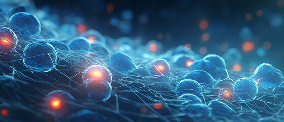 3D digital rendering of cells molecules - obrazy, fototapety, plakaty
