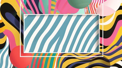 A colorful abstract background with a zebra print and a frame, retro style