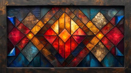 Stained glass window background with colorful abstract.