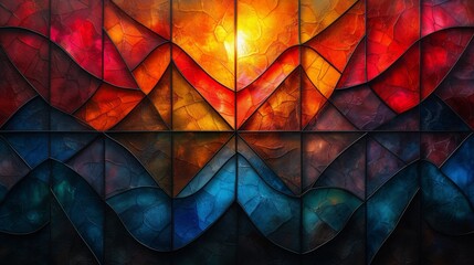 Stained glass window background with colorful abstract.