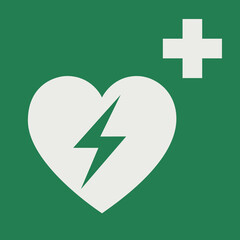 SAFETY CONDITION SIGN PICTOGRAM, Automated external heart defibrillator ISO 7010 – E010
