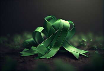 Green Ribbon for organ donation awareness, environment protection, mental health awareness, etc. Generative AI