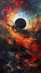 Obraz na płótnie Canvas A rare celestial event with a significant spiritual phenomenon nourished with dark and bright hues