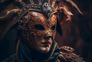 mysterious venetian carnival mask. Generative AI