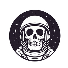 skull wearing helmet astronaut in space vector illustration isolated transparent background logo, cut out or cutout t-shirt design