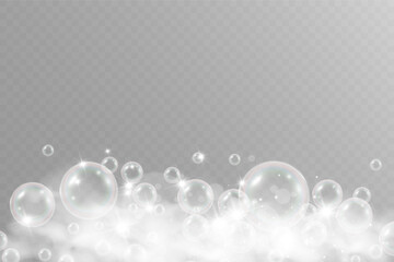 Air bubbles.Soap foam vector illustration on a transparent background.	

