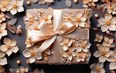 Gift box with bow and sparkling rhinestones