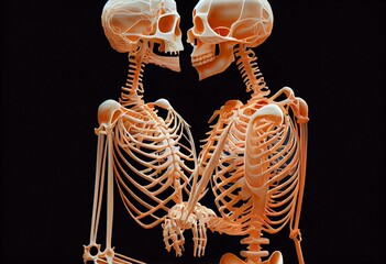 Two skeletons kissing - Generative AI