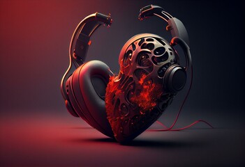 Headphones and heart. Generative AI