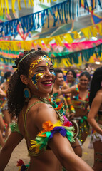 Joyful Brazilian Carnival Dancer Celebrating