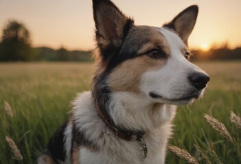 Fototapeta premium portrait of dog among the grasses