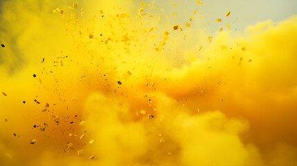 yellow smoke and confetti 