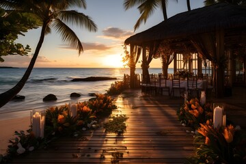 Romantic beach wedding setting