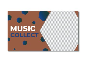 Free vector flat abstract music YouTube thumbnail template