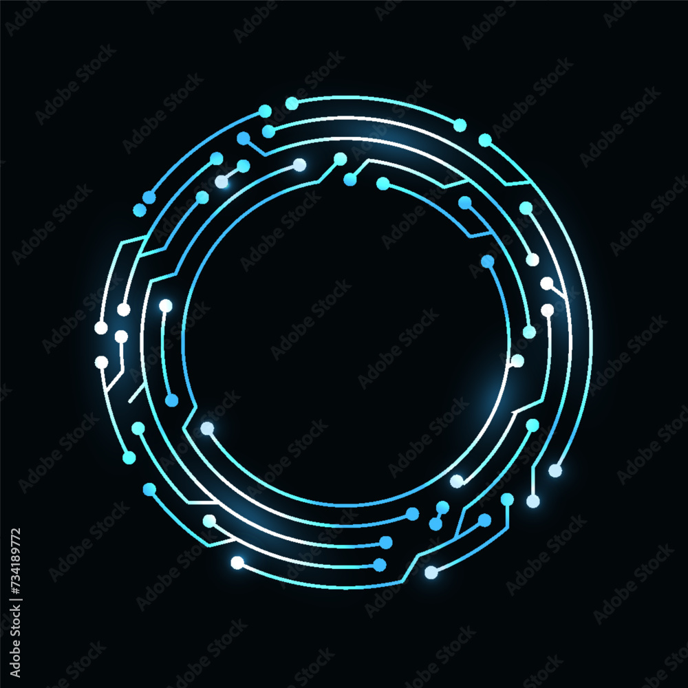 Aufkleber circuit board circle frame. abstract digital round frame, hardware board and electronic motherboard 