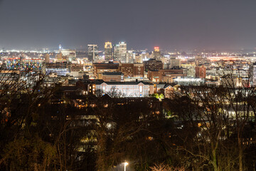 Downtown Birmingham at Night on a Rainy Day