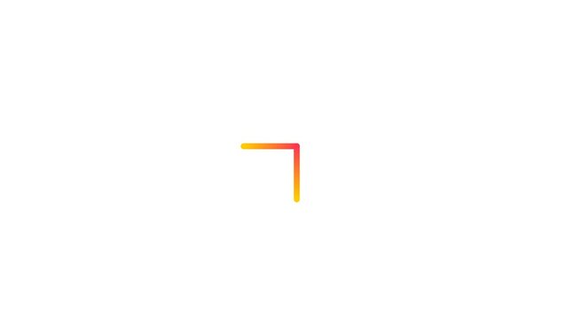 Footage motion icon symbol arrow up right gradient orange yellow, auto looping transparent with 4k resolution, ready to use for your visual needs