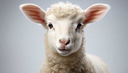 Fototapeta premium Cute farm animal, young goat, looking at camera with innocence generated by AI