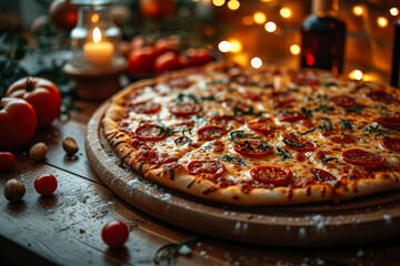 Gourmet Glow: Pizza Brilliance in a Sunlit Kitchen