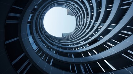 A striking architectural marvel, this building twists upwards in a seamless spiral design - obrazy, fototapety, plakaty