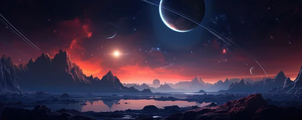 Foto op Plexiglas Amazing landscape of futuristic alien planet © Daniela