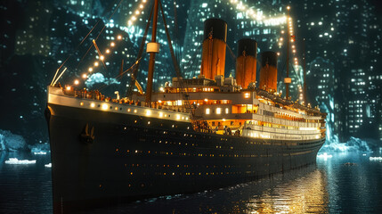 Titanic's Arctic Ballet: Gliding Through the Night